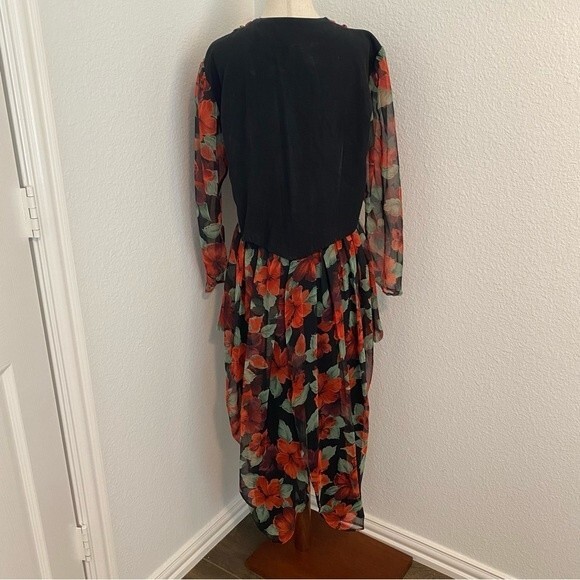 Vintage Sen Shi Chiffon Split Flare Skirt Pants & Jacket Asymmetrical Rare SZ M - Picture 6 of 13